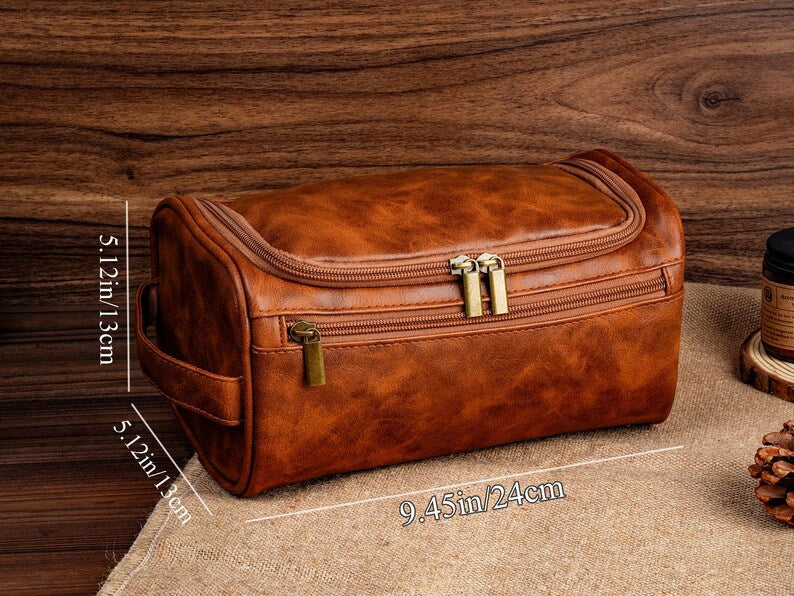 Personalized Leather Toiletry Bag