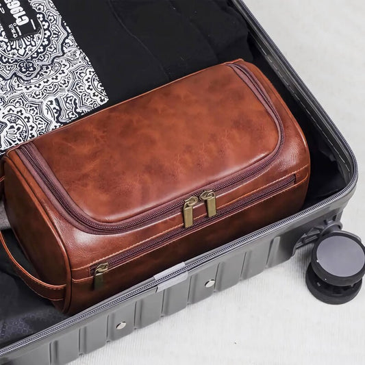 Personalized Leather Toiletry Bag