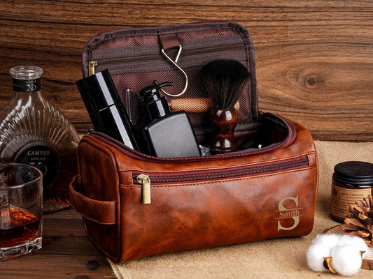 Personalized Leather Toiletry Bag