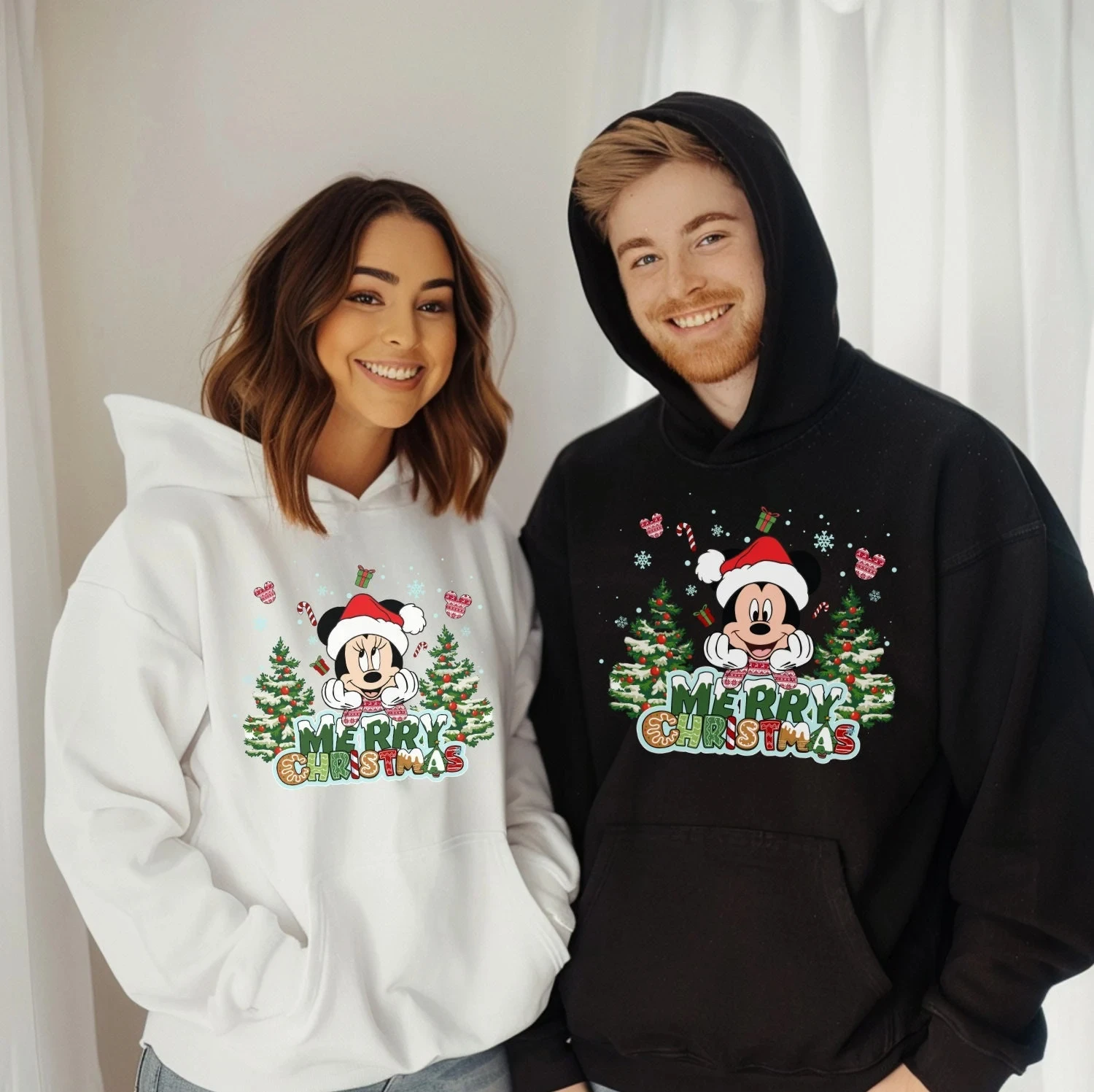 Disney Couple Mickey and Minnie Christmas Hoodies, Disney Christmas Hoodies, Merry Christmas Hoodies, Christmas Couple Hoodies
