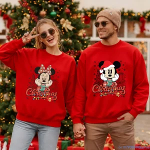Minnie and Mickey Merry Christmas Sweatshirts Couple Christmas Outfit Tops Merry Christmas Pullover Sweaters Gift