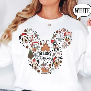 Disney Merry Christmas Sweatshirt Walt Disneyworld Character Retro Christmas Mickey And Friends Sweater Holiday Season