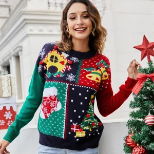 2025 Women's Little Snowflake Christmas Sweater Christmas Tree Pullover Knitted Sweater Christmas Clothes Conjuntos De Mujer